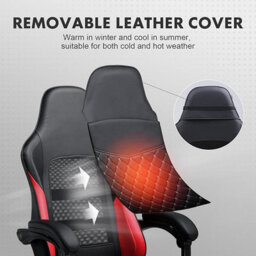 Gtplayer Gaming Chair, Ergonomic Height Adjustable Leather Computer Gaming Chair With Footrest, Removable Cover, Red - thumbnail 4
