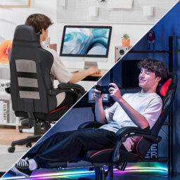 Gtplayer Gaming Chair, Ergonomic Height Adjustable Leather Computer Gaming Chair With Footrest, Removable Cover, Red - thumbnail 6