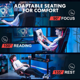 Gtplayer Gaming Chair, Ergonomic Height Adjustable Leather Computer Gaming Chair With Footrest, Removable Cover, Red - thumbnail 7