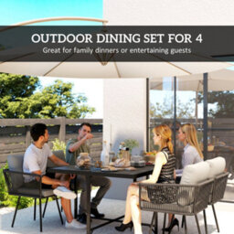 Outsunny 5 Piece Garden Furniture Set, Garden Dining Set With 4 Chairs - thumbnail 4