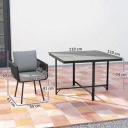 Outsunny 5 Piece Garden Furniture Set, Garden Dining Set With 4 Chairs - thumbnail 3