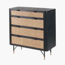 Pacific Lifestyle Fiji Black Chest Of Drawers Acacia Wood And Natural Rattan 4 Drawer Unit - thumbnail 4