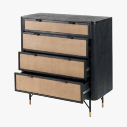 Pacific Lifestyle Fiji Black Chest Of Drawers Acacia Wood And Natural Rattan 4 Drawer Unit - thumbnail 5