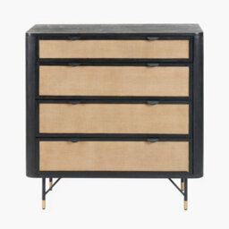 Pacific Lifestyle Fiji Black Chest Of Drawers Acacia Wood And Natural Rattan 4 Drawer Unit - thumbnail 3