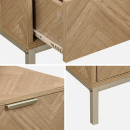 Sweeek - Wood-Effect Bedside Table With Herringbone Pattern Budapest Natural 45X40X45 Cm - thumbnail 4