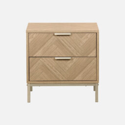 Sweeek - Wood-Effect Bedside Table With Herringbone Pattern Budapest Natural 45X40X45 Cm - thumbnail 2