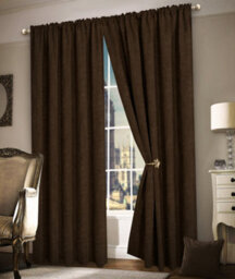 Intimates Thermal Blackout Curtains In Heavy Chenille - Ring Top, Energy Efficient & Soundproof Drapes For Living Room - Chocolate