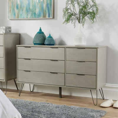 Home Source Acadia Solid Pine Grey 6 Drawer Storage Chest - image 1