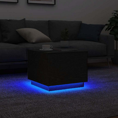 Berkfield Coffee Table With Led Lights Black Oak 50X50X40 Cm - image 1