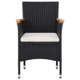 Berkfield 5 Piece Garden Dining Set Poly Rattan And Solid Wood Black - thumbnail 3