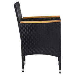 Berkfield 5 Piece Garden Dining Set Poly Rattan And Solid Wood Black - thumbnail 4
