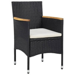 Berkfield 5 Piece Garden Dining Set Poly Rattan And Solid Wood Black - thumbnail 2