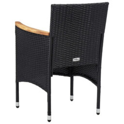 Berkfield 5 Piece Garden Dining Set Poly Rattan And Solid Wood Black - thumbnail 5