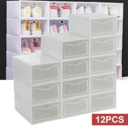 12Pcs Men White Plastic Foldable Shoe Storage Box - thumbnail 6