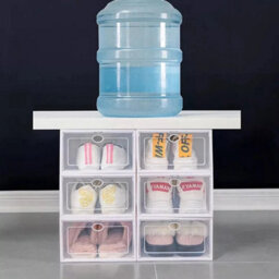12Pcs Men White Plastic Foldable Shoe Storage Box - thumbnail 4