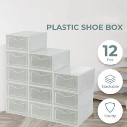 12Pcs Men White Plastic Foldable Shoe Storage Box - thumbnail 3