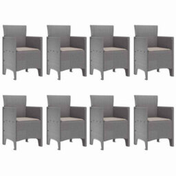 Berkfield Garden Dining Set 9 Pcs White Polt Rattan - thumbnail 5