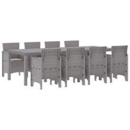 Berkfield Garden Dining Set 9 Pcs White Polt Rattan - thumbnail 2