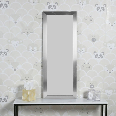 Urbn-Living Urbnliving 97Cm Height Large Silver Wooden Frame Wall Hanging Mirror - image 1