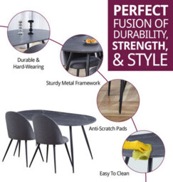 Hallowood Furniture Cullompton Large 160Cm Oval Table With 4 Grey Curved Back Chairs - thumbnail 2
