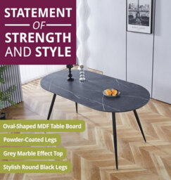 Hallowood Furniture Cullompton Large 160Cm Oval Table With 4 Grey Curved Back Chairs - thumbnail 4
