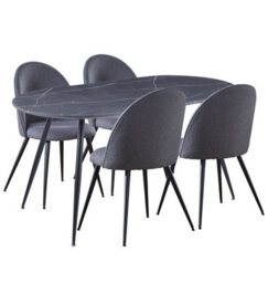 Hallowood Furniture Cullompton Large 160Cm Oval Table With 4 Grey Curved Back Chairs - thumbnail 8