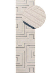 The Rugs Carmel Cream/blue Geometric Design Area Rug And Runner Non Shedding, Stain Resistant, Soft - thumbnail 9