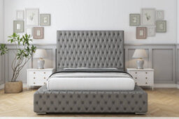 "Sloomy Ambassador Pewter Dumfries Bed Frame With Mattress With 50""  Upholstered Headboard 2'6 Small Single" - thumbnail 1