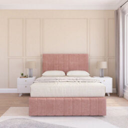 "Sloomy 6Ft California Divan Bed Base Pink Plush ,no Drawers, 12"" Footboard & 26"" Struts Headboard - Super King" - thumbnail 2
