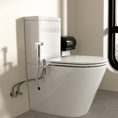 Durovin Bathrooms Modern Close Coupled Toilet And Handheld Bidet Sprayer Set For Personal Hygiene & Bathroom Cleaning - image 1