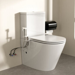 Durovin Bathrooms Modern Close Coupled Toilet And Handheld Bidet Sprayer Set For Personal Hygiene & Bathroom Cleaning - thumbnail 2