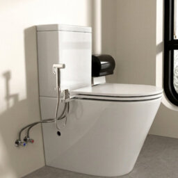 Durovin Bathrooms Modern Close Coupled Toilet And Handheld Bidet Sprayer Set For Personal Hygiene & Bathroom Cleaning - thumbnail 1