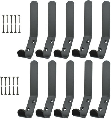 SISI UK Coat Rack Hook Wall Mounted Black Coated Double Hat And Coat Hanger Hook Towel Kitchen Bathroom Door Cabinet Bedroom With Screwx10 - image 1
