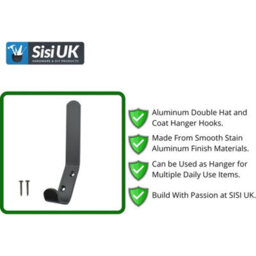 SISI UK Coat Rack Hook Wall Mounted Black Coated Double Hat And Coat Hanger Hook Towel Kitchen Bathroom Door Cabinet Bedroom With Screwx10 - thumbnail 5