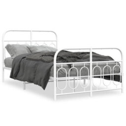 Berkfield Metal Bed Frame Without Mattress With Footboard White 120X190Cm - thumbnail 2