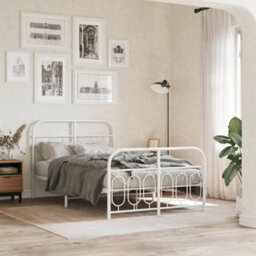 Berkfield Metal Bed Frame Without Mattress With Footboard White 120X190Cm