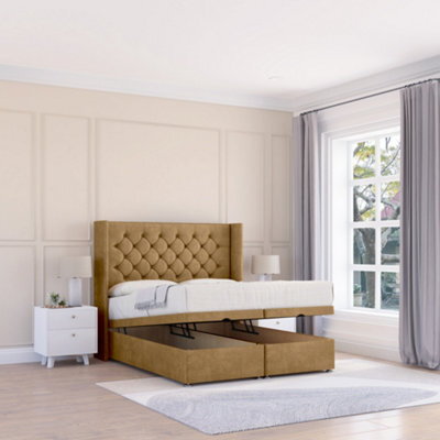 "Sloomy Dior Mink Plush 3Ft Ottoman Bed End Opening With Sprung Memory Mattress & 54"" Headboard-Single"