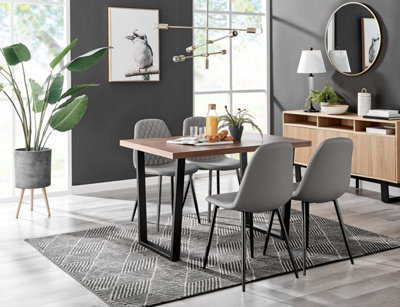 Furniturebox Uk Kylo Brown Wood Effect Dining Table & 4 Grey Corona Black Leg Chairs - image 1