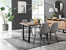 Furniturebox Uk Kylo Brown Wood Effect Dining Table & 4 Grey Corona Black Leg Chairs - thumbnail 1