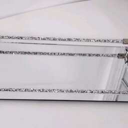 Biznest New Style Diamond Crushed Rod Mirrored Crystal Candle Tray Metal Gold Corner 39X18Cm Candle Holder Home Décor