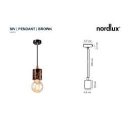 Nordlux Siv Marble Pendant Light Retro Brown,mains - thumbnail 5