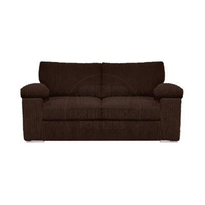 Furnishings For Less UK Delta Large Fabric 2 Seater Sofa  Padded Arms Jumbo Cord Chocolate