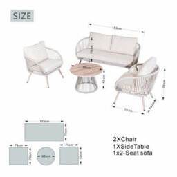 Abrihome 4-Piece Outdoor Rattan Garden Furniture Set, All-Weather Garden Sofa Set With Removable Cushions & Wood-Look Table - thumbnail 5