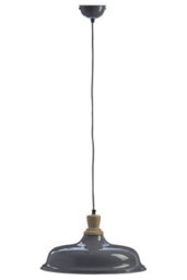 Orsina Grey Small Pendant Light, Adjustable Ceiling Hanging Light With Wooden Holder, Iron Light For Dining Room