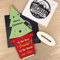 Red Ocean Christmas Gift For Grandad Wood Standing Christmas Tree - thumbnail 6