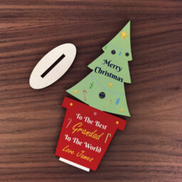 Red Ocean Christmas Gift For Grandad Wood Standing Christmas Tree - thumbnail 2