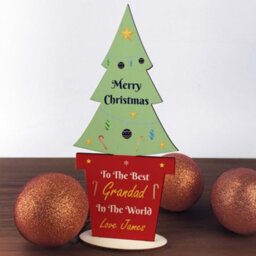 Red Ocean Christmas Gift For Grandad Wood Standing Christmas Tree - thumbnail 3