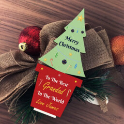 Red Ocean Christmas Gift For Grandad Wood Standing Christmas Tree - thumbnail 4