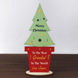 Red Ocean Christmas Gift For Grandad Wood Standing Christmas Tree - thumbnail 5