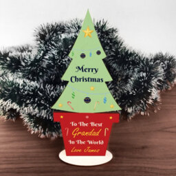 Red Ocean Christmas Gift For Grandad Wood Standing Christmas Tree - thumbnail 1